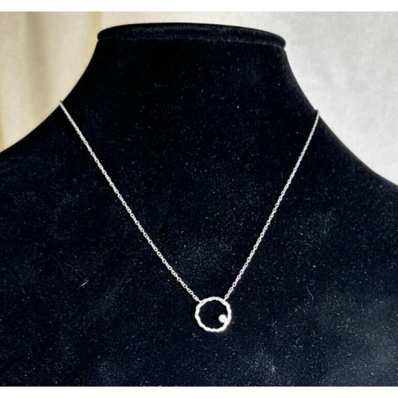 Sterling Silver CZ Orbiting Moon Necklace - 15" - Picture 2 of 9